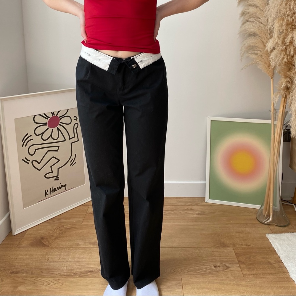 Black Pants with White Waistband
